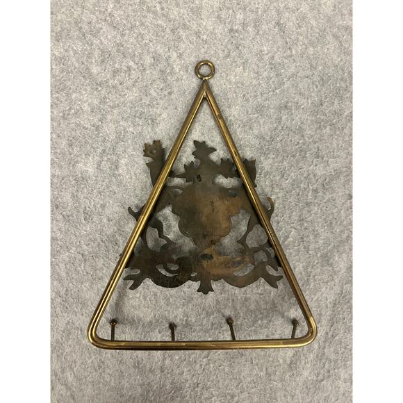 Italian Honor Shield Crest Brass Key Holder Hooks Knight Dog & Stag‎ Vintage - Picture 6 of 6